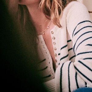 NWT Sezane Leontine Jumper Ecru/Navy